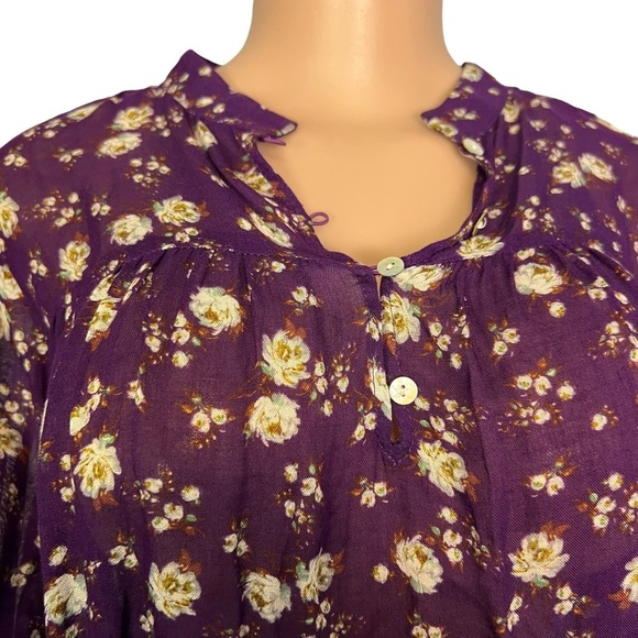 3/$30 🍂 Zara Purple Floral Print Long Flutter Sleeve Blouse - Picture 3 of 9